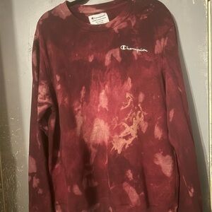 🛍️2/$30🛍️Champion Burgundy Tie-Dye Crewneck